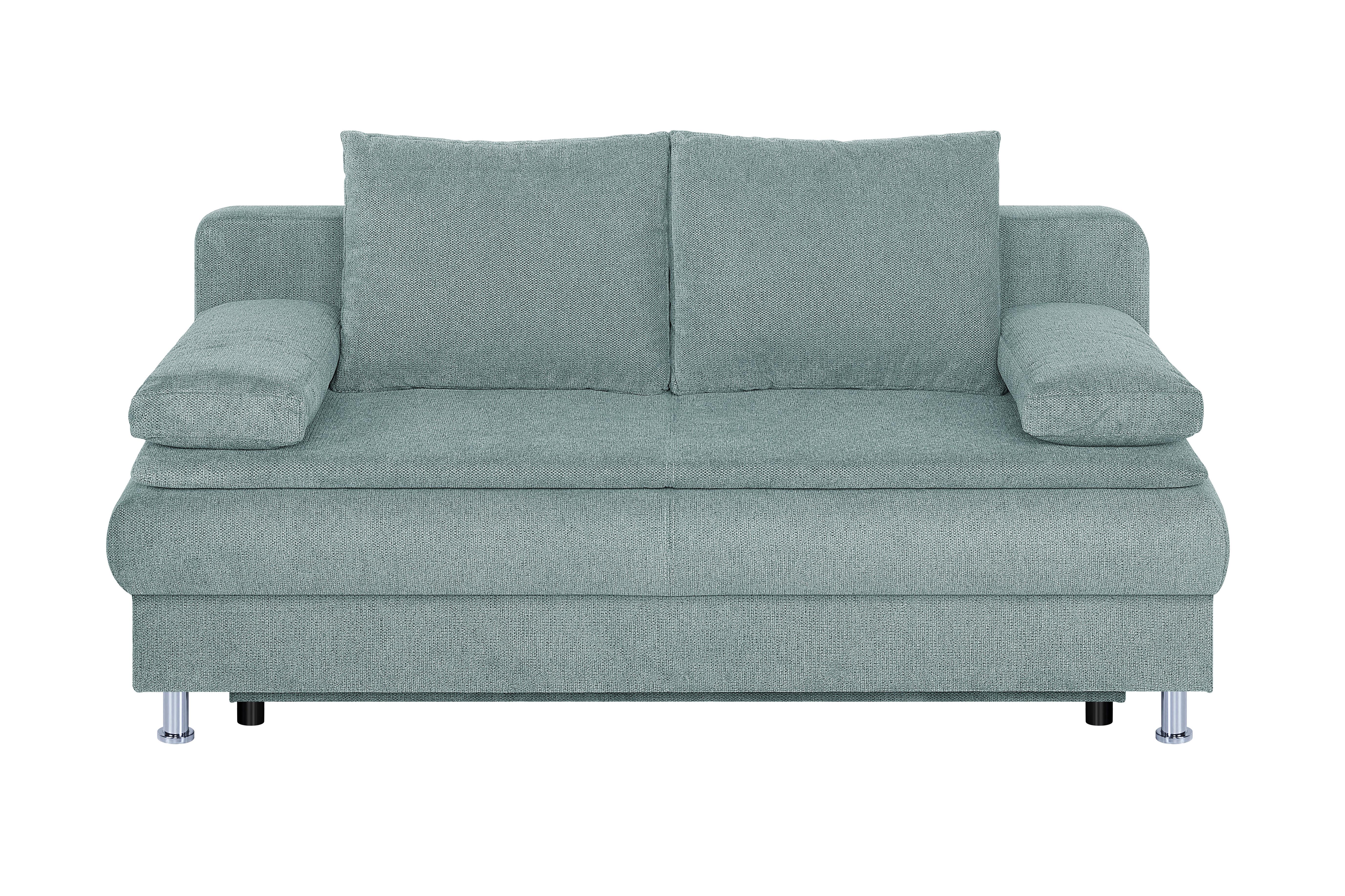 Rozkládací pohovka KEN, modrosivá, lôžko a úl.priestor - čierna/chrómová, Design, kompozitné drevo/textil (200/92/90cm)