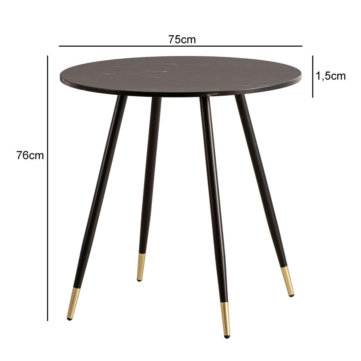 Esstisch Schwarz L: 75 cm - Goldfarben/Schwarz, Design, Holzwerkstoff/Metall (75/75/76cm) - Livetastic