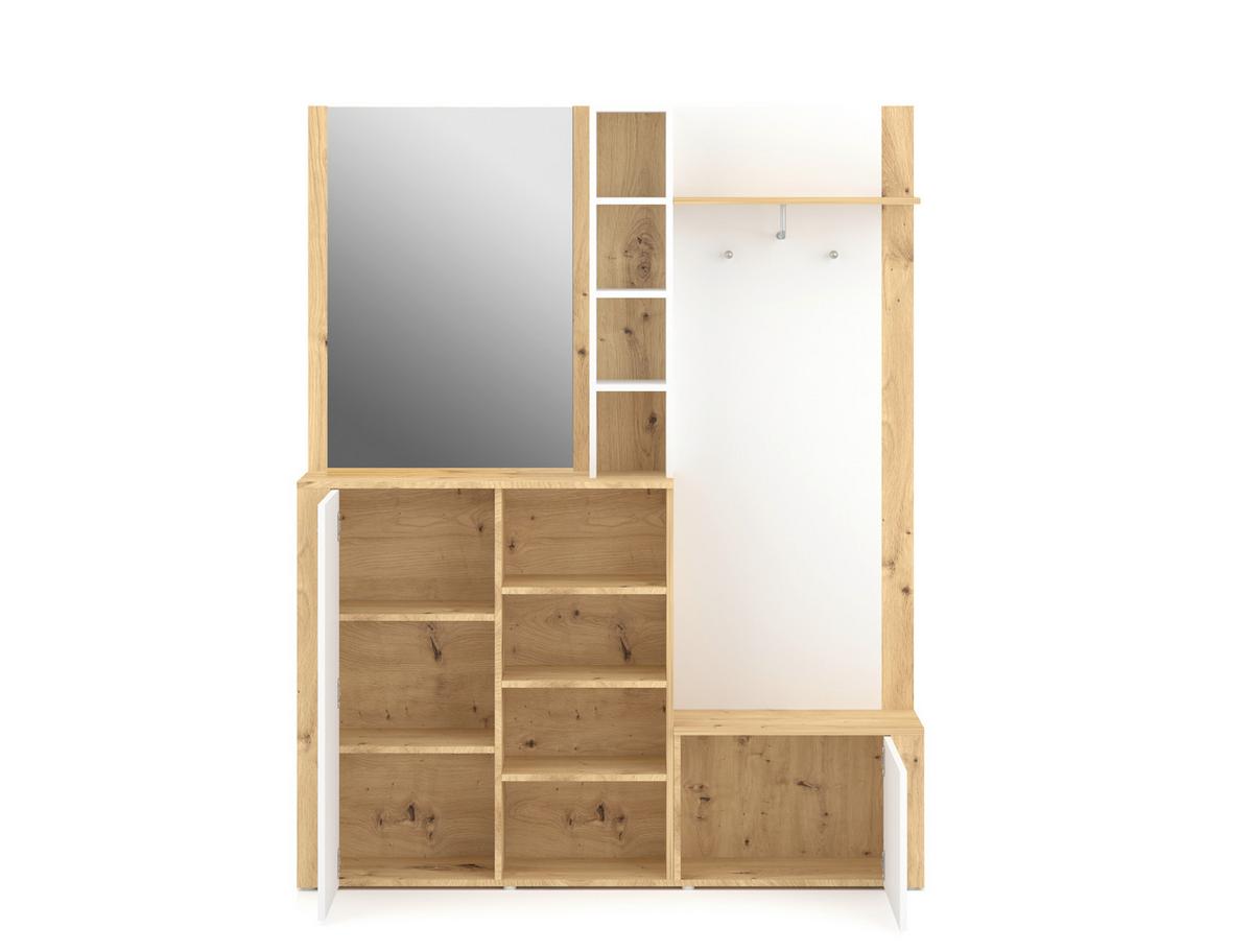 Predsieňový nábytk VIZA, dub artisan, biela - biela/dub artisan, Konventionell, kompozitné drevo (150/190/31,8cm)