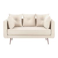Dvoumístná pohovka LUIS, béžový samet - barva růžového zlata/béžová, Moderní, kov/dřevo (155/87/87cm) - Bessagi Home