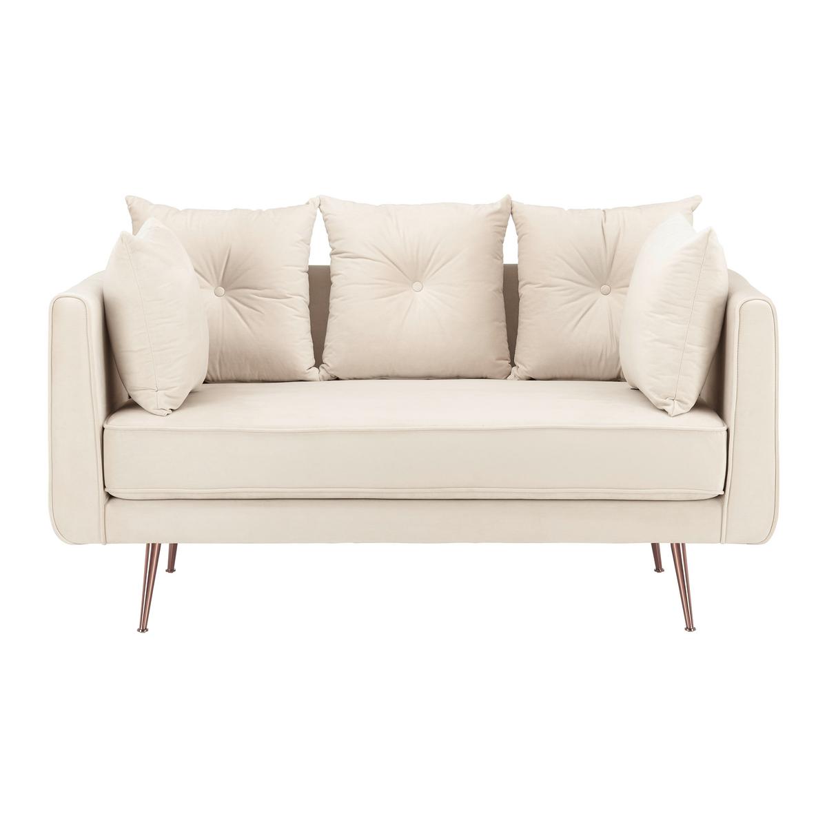 Dvoumístná pohovka LUIS, béžový samet - barva růžového zlata/béžová, Moderní, kov/dřevo (155/87/87cm) - Bessagi Home