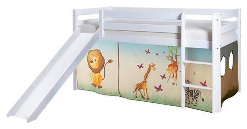 Spielbett Manuel Multicolor Kiefer Massiv 90 cm Rutsche - Multicolor/Weiß, Natur, Holz (90/200cm) - MID.YOU