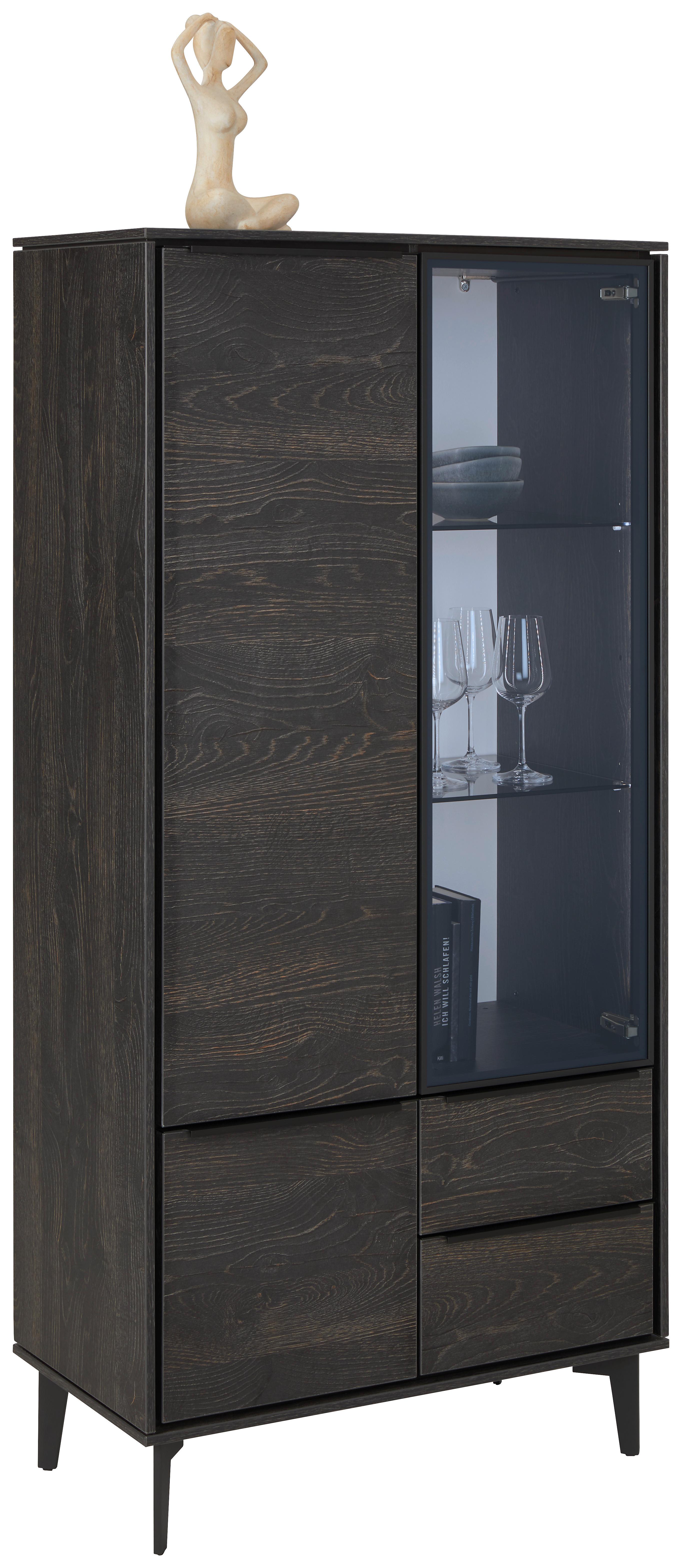 Vitrine in Anthrazit - černá/antracitová, Moderní, kov/kompozitní dřevo (73/159/40cm) - Premium Living