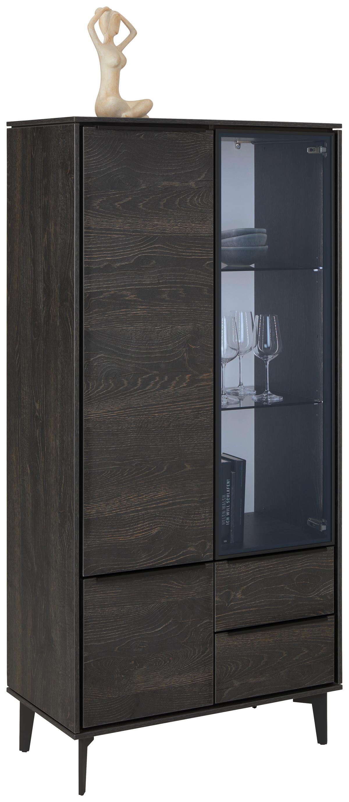 Vitrine in Anthrazit - černá/antracitová, Moderní, kov/kompozitní dřevo (73/159/40cm) - Premium Living