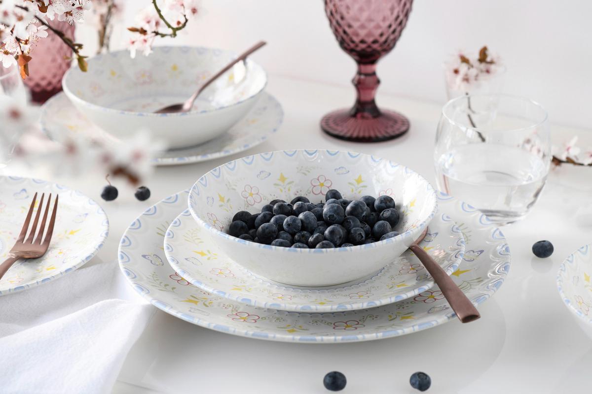Tafelservice Primavera 16-Tlg. Keramik, Multicolor - Multicolor/Weiß, Basics, Keramik - Creatable