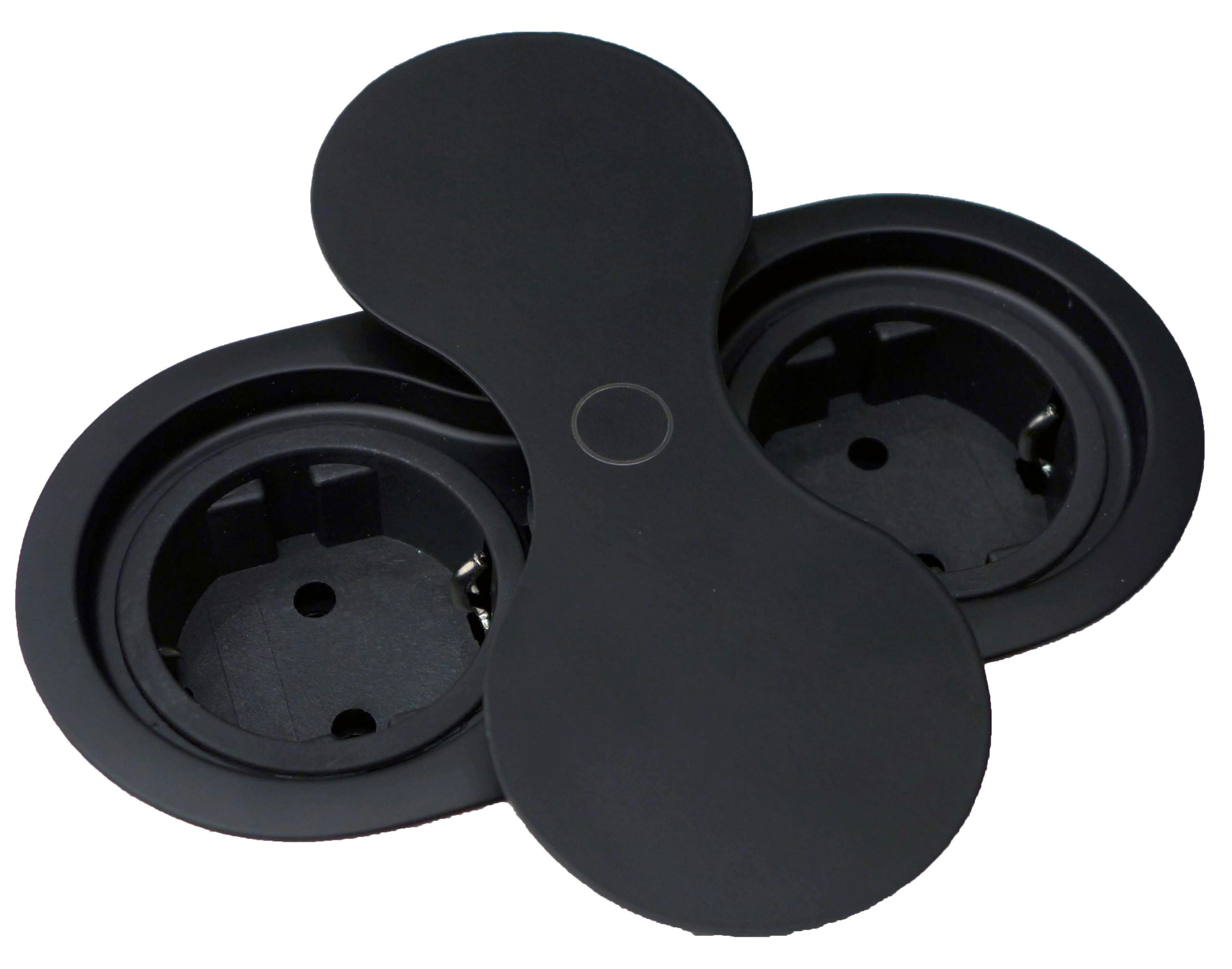 Steckdosenelement Heli - Schwarz, MODERN, Kunststoff (14,6/4,7/7,1cm)