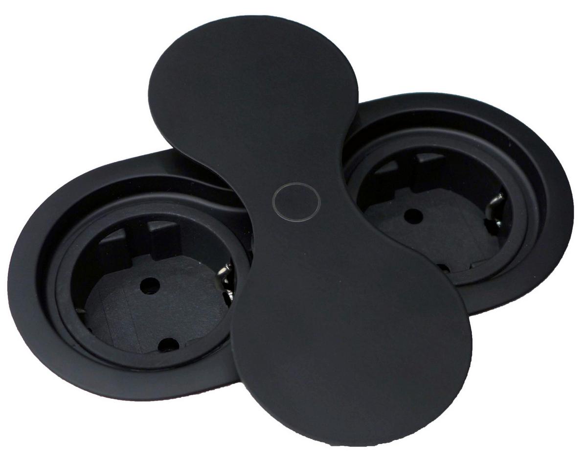 Steckdosenelement Heli - Schwarz, MODERN, Kunststoff (14,6/4,7/7,1cm)