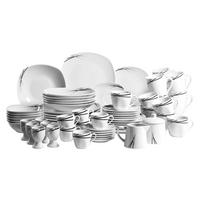Kombiservice Linea Nera 62-teilig Weiß - Schwarz/Weiß, Basics, Keramik - Mäser