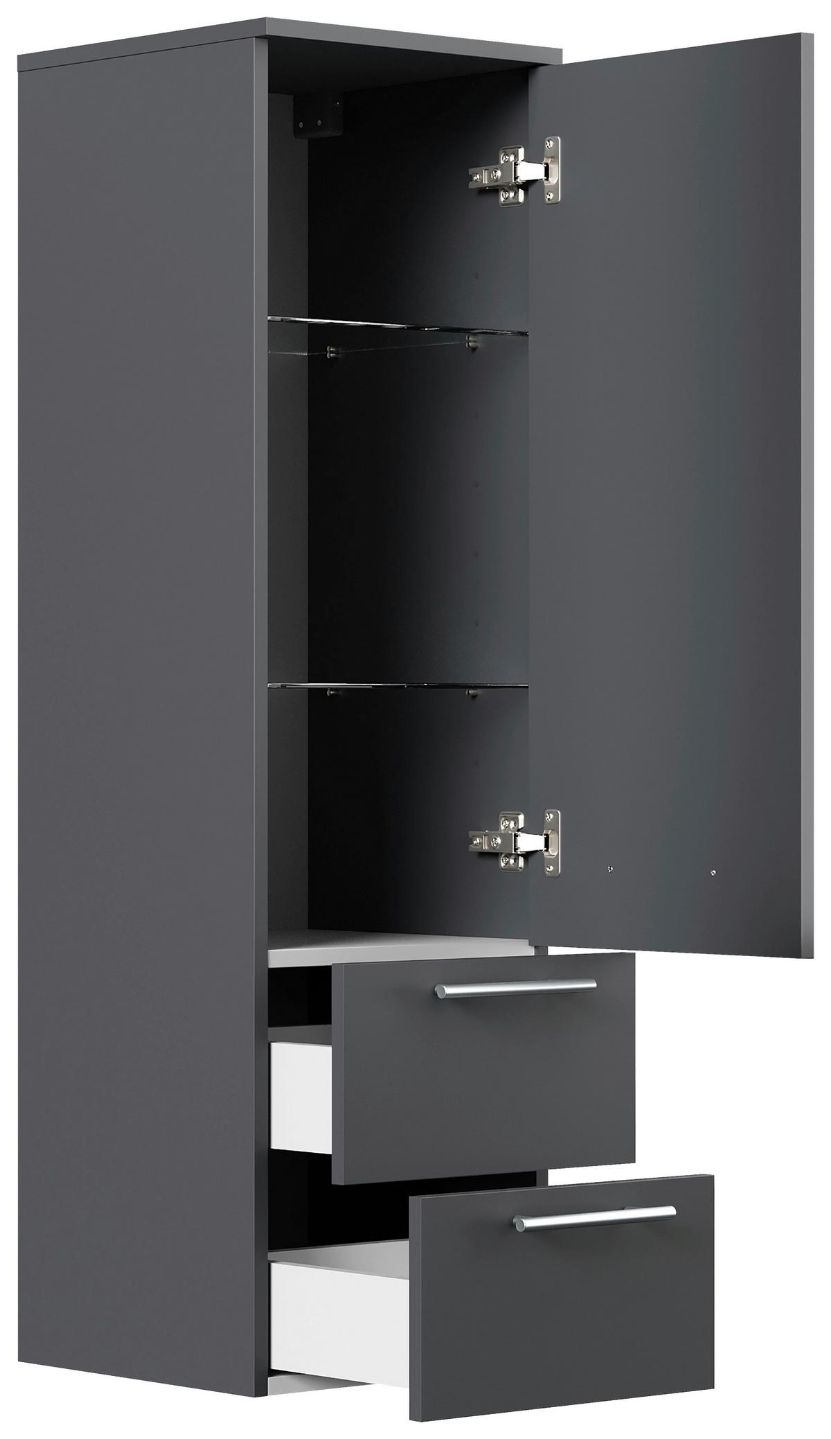 MIDISCHRANK Graphitfarben B: 35,2cm - Graphitfarben, Basics, Glas/Holzwerkstoff (35,2/120/35,8cm) - MID.YOU