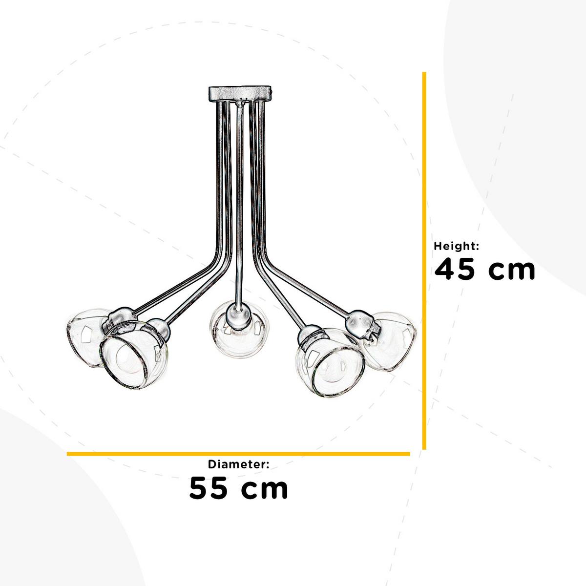 Deckenleuchte 5041/Pl5 - Schwarz, Basics, Metall (55/45cm)