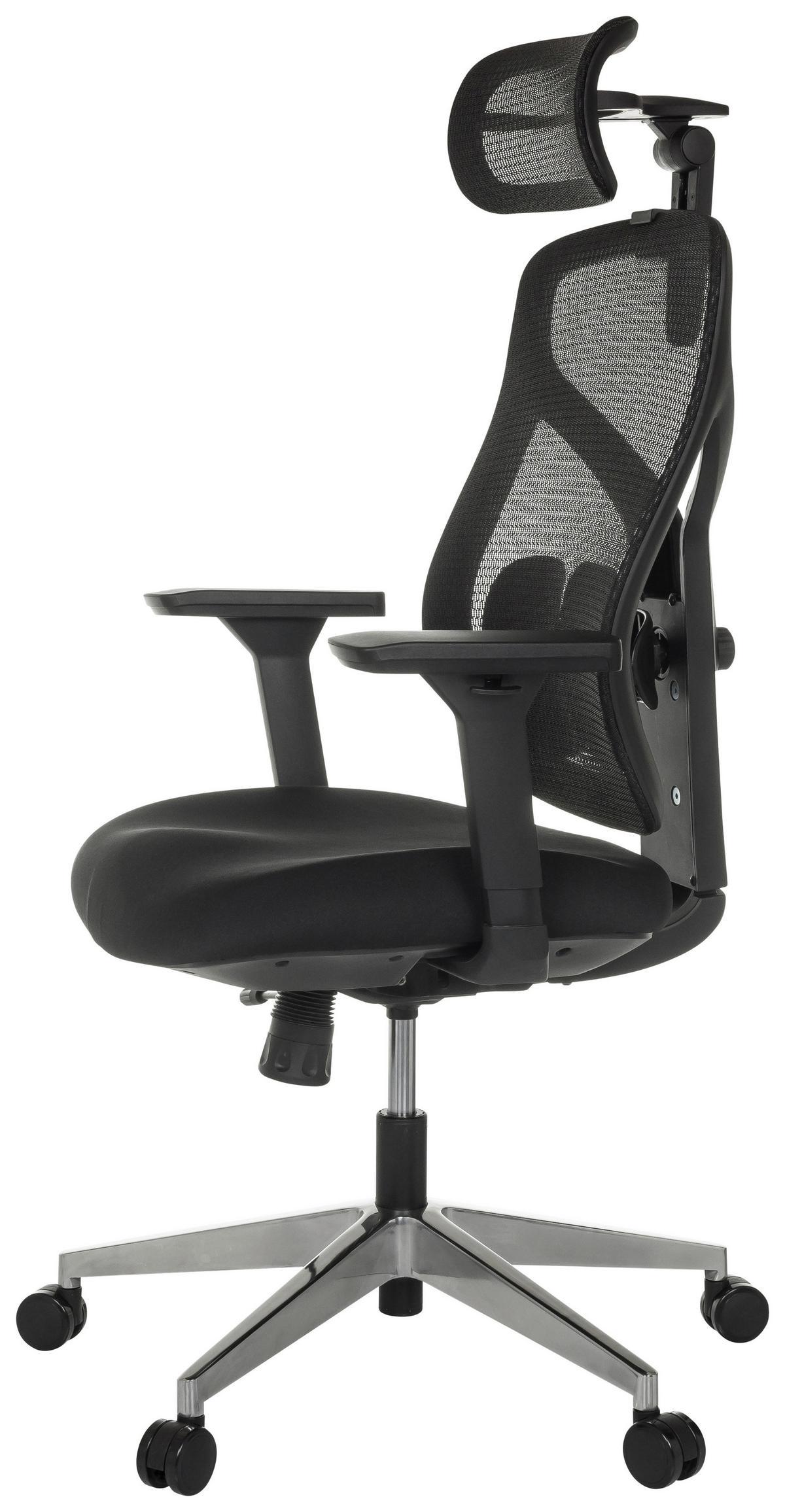 Drehstuhl Cassilis B Schwarz B: 70 Cm - Silberfarben/Schwarz, MODERN, Kunststoff/Textil (70/123 - 146/65cm) - MID.YOU