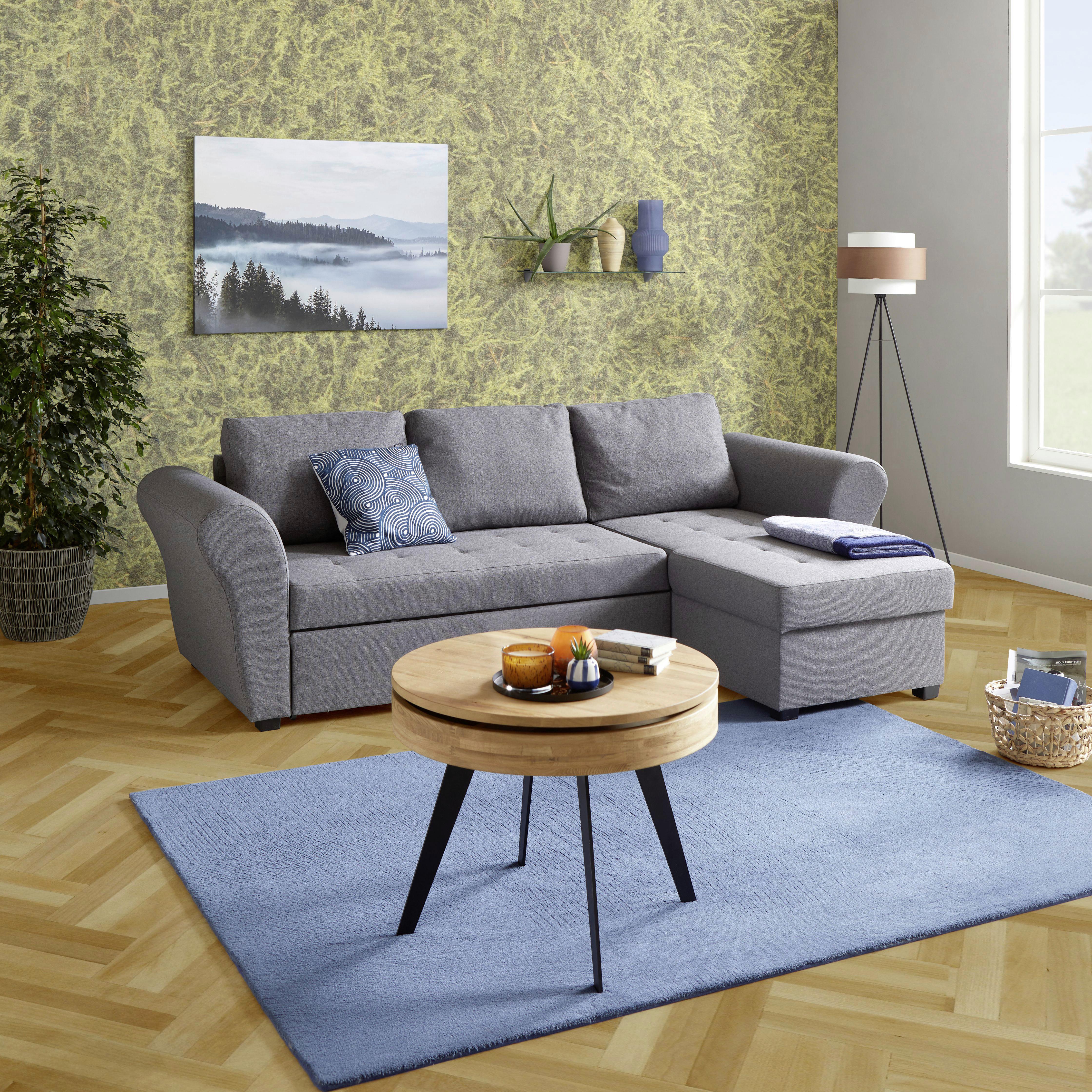 Ecksofa mit Schlaffunktion und Bettkasten Lasse Textil - Anthrazit/Schwarz, MODERN, Textil (260/155cm) - Ondega