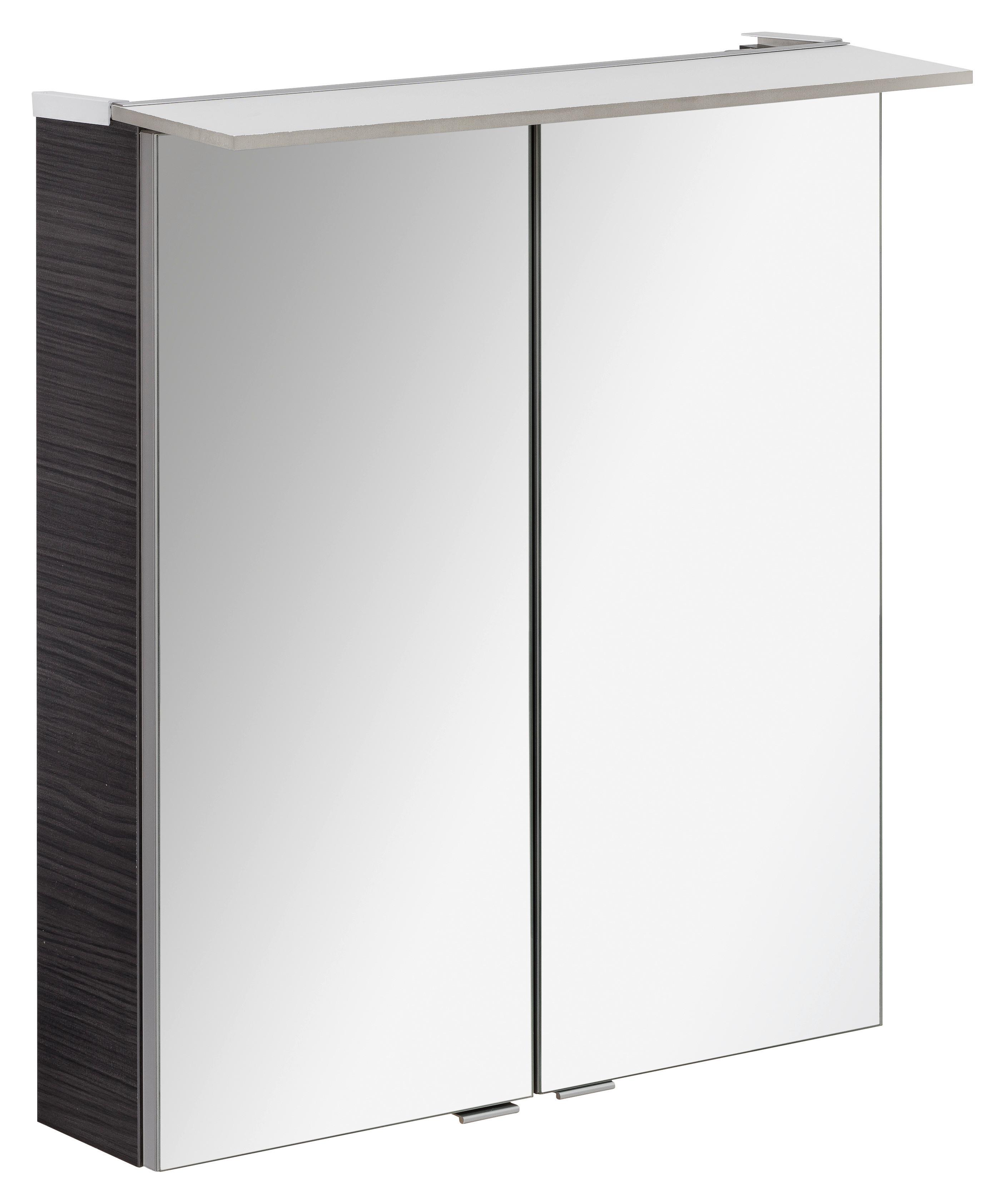 Spiegelschrank B.perfekt + Led BxHxT: 60x69,5x23,5cm - Dunkelbraun/Silberfarben, MODERN, Glas/Holzwerkstoff (60/69,5/23,5cm) - MID.YOU