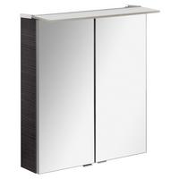 Spiegelschrank B.perfekt + Led BxHxT: 60x69,5x23,5cm - Dunkelbraun/Silberfarben, MODERN, Glas/Holzwerkstoff (60/69,5/23,5cm) - MID.YOU