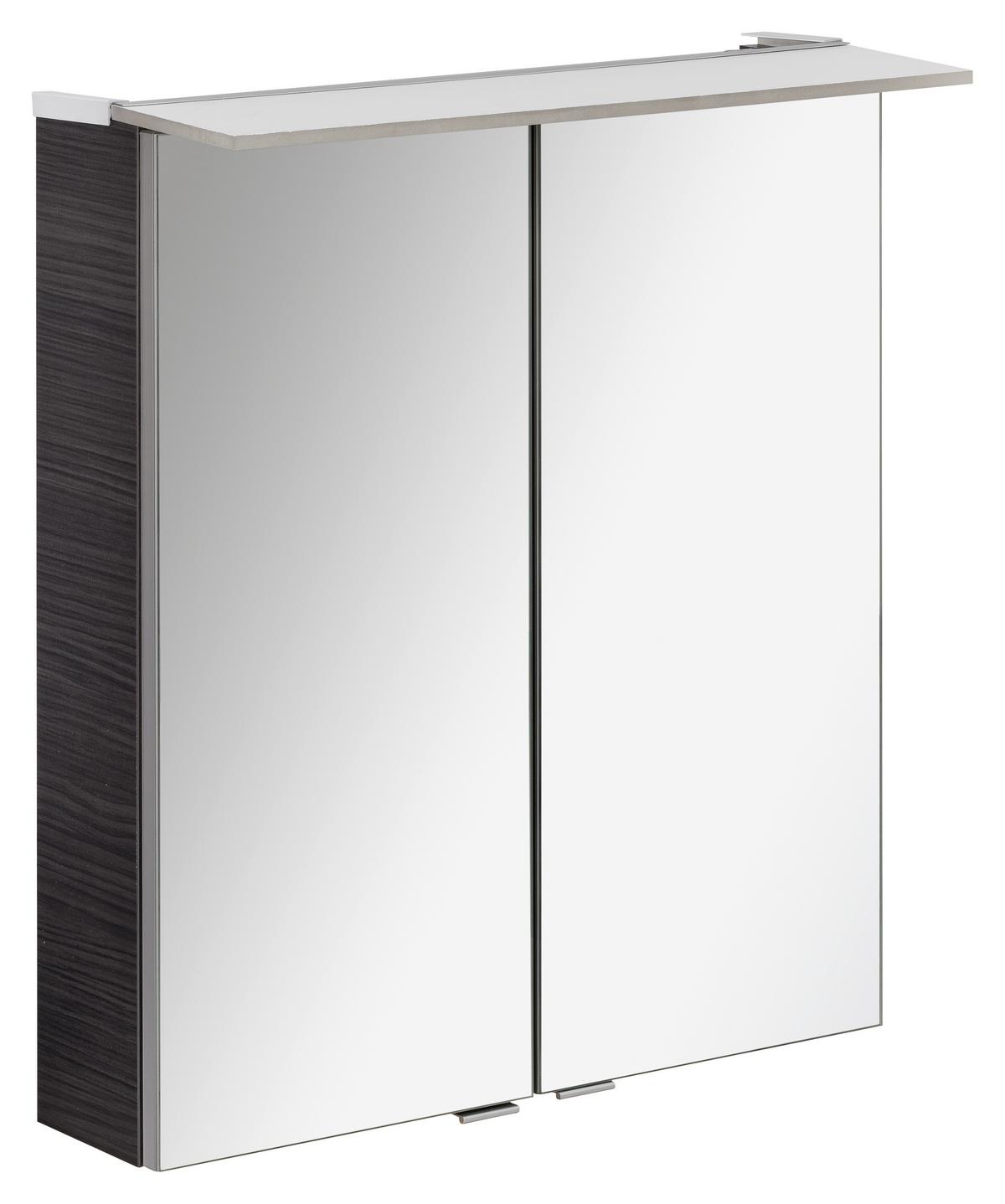 Spiegelschrank B.perfekt + Led BxHxT: 60x69,5x23,5cm - Dunkelbraun/Silberfarben, MODERN, Glas/Holzwerkstoff (60/69,5/23,5cm) - MID.YOU