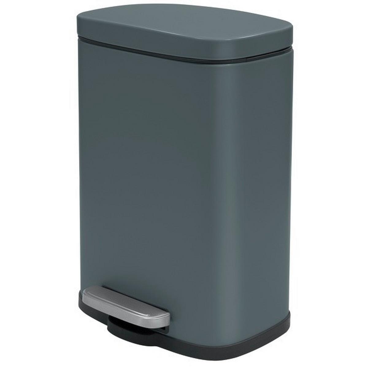 Treteimer Akira 5l Dunkelgrau Metall Lxbxh: 21,4x17,6x30 Cm - Dunkelgrau/Schwarz, Basics, Kunststoff/Metall (21,4/17,6/30cm)