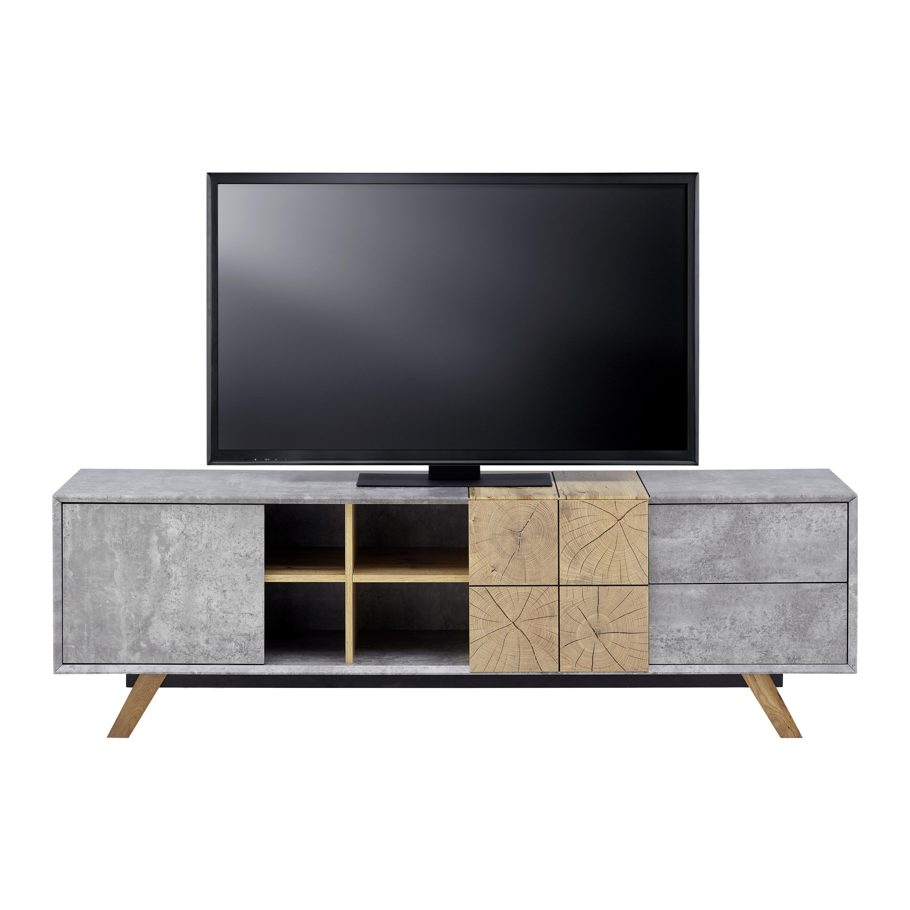 Tv Diel Casper - farby dubu/sivá, Moderný, drevo (180/55/40cm) - Modern Living