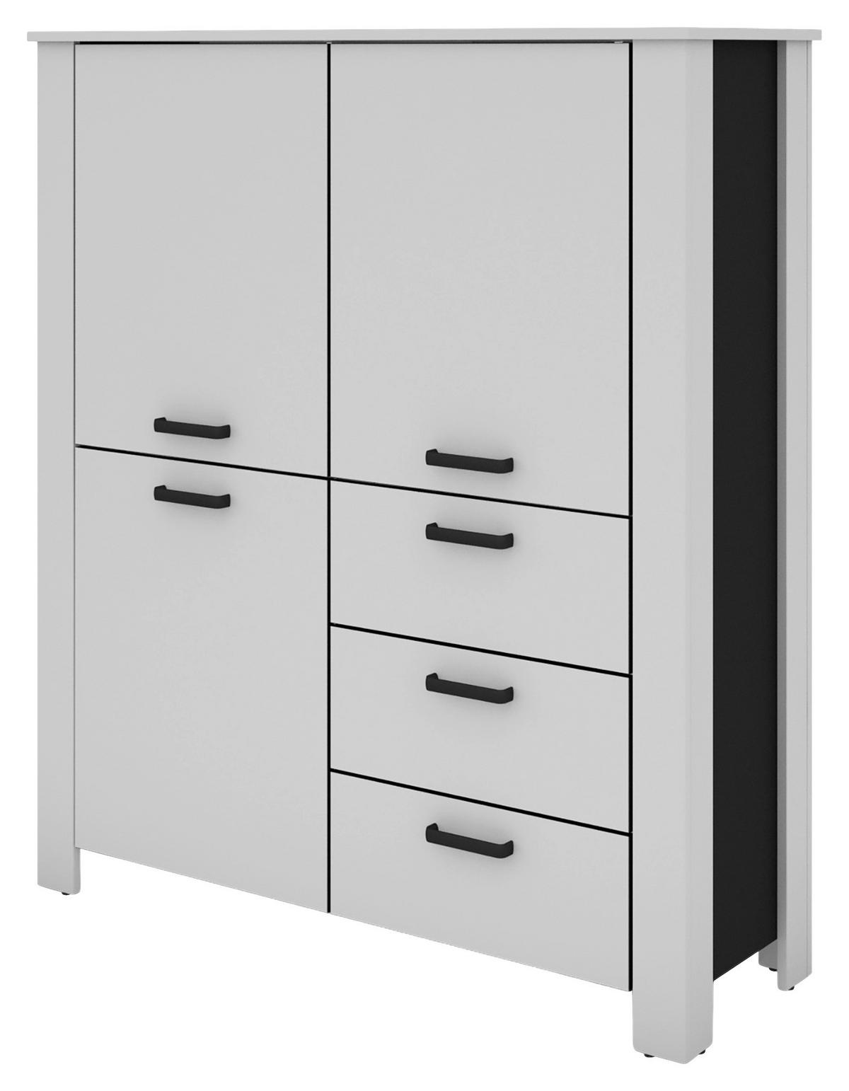 Highboard Faro Weiß B: 120 Cm - Schwarz/Weiß, Design, Holzwerkstoff (120/137/40cm) - MID.YOU