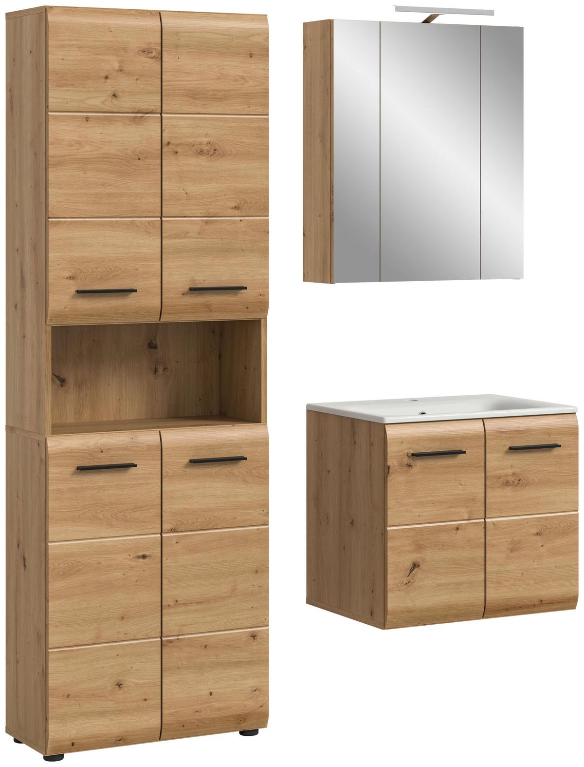 Badezimmer Ice Eiche Artisan Dekor B: 120cm - Schwarz/Eiche Artisan, Basics, Keramik/Holzwerkstoff (120cm) - MID.YOU