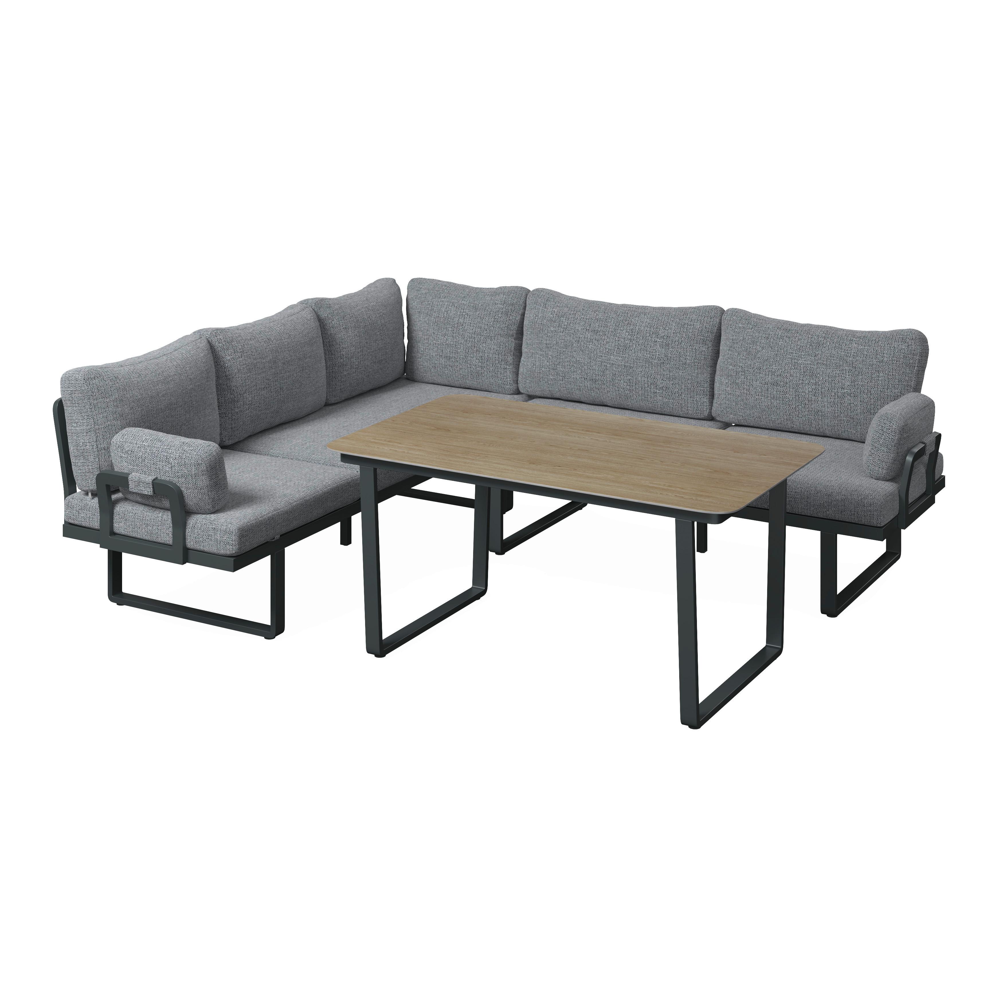 Loungegarnitur Cannes - Dunkelgrau/Anthrazit, MODERN, Kunststoff/Textil (202/236cm) - Beldano