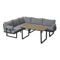 Loungegarnitur Cannes - Dunkelgrau/Anthrazit, MODERN, Kunststoff/Textil (202/236cm) - Beldano