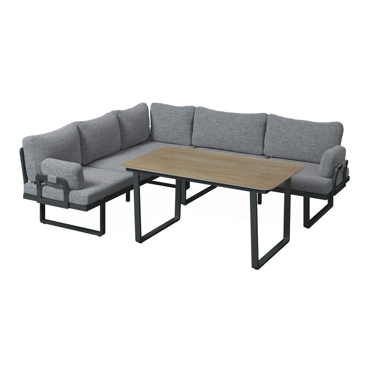 Loungegarnitur Cannes - Dunkelgrau/Anthrazit, MODERN, Kunststoff/Textil (202/236cm) - Beldano