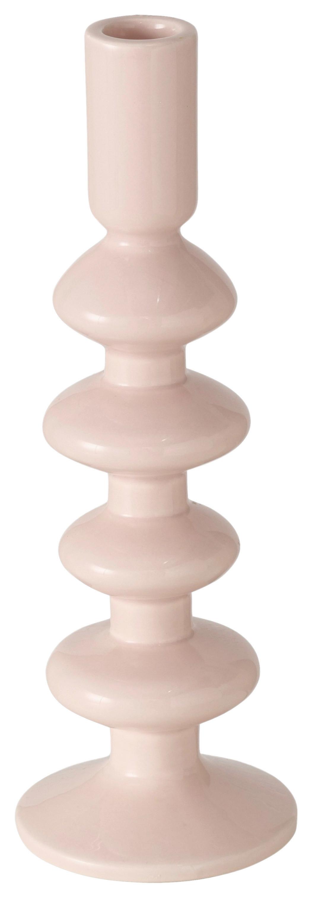 Svietnik na dlhé sviečky LUNA I - svetloružová, Basics, keramika (9/26cm) - Mömax