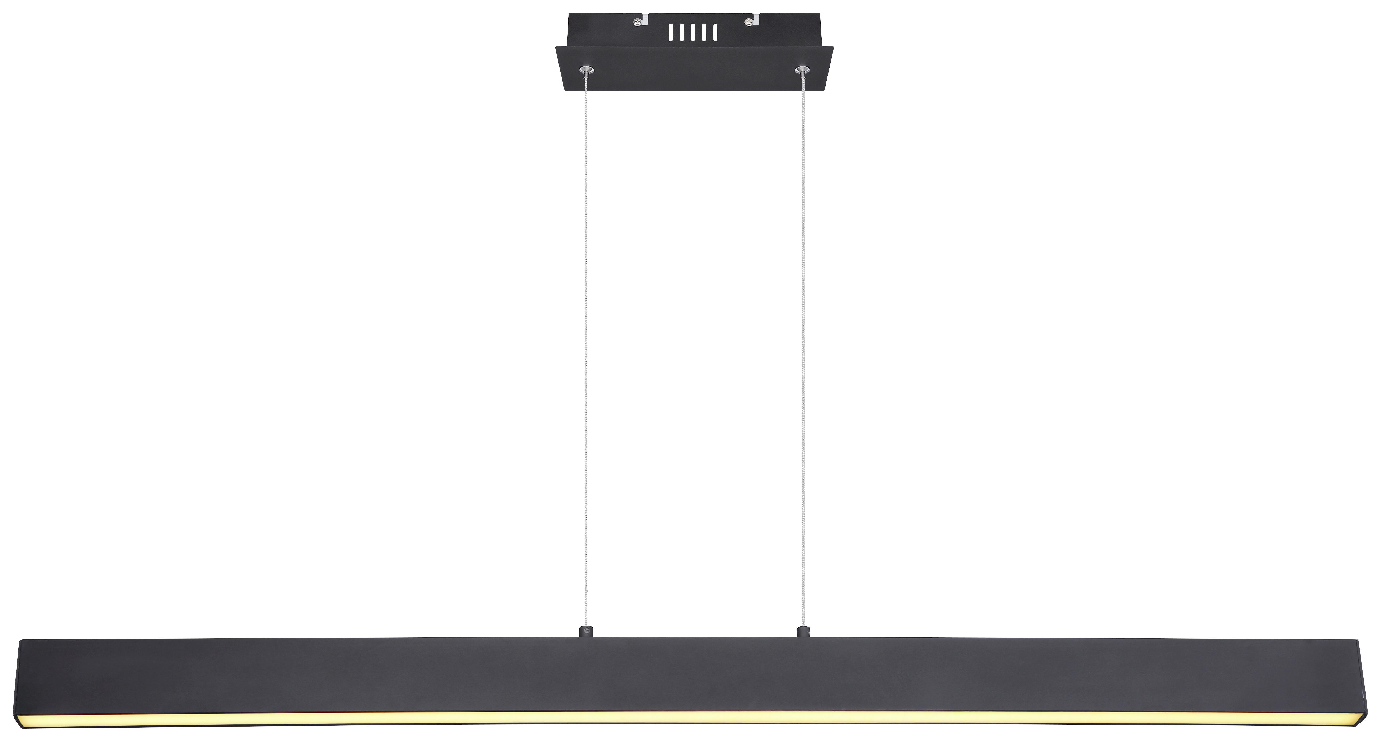 LED-Hängeleuchte Verena H: 120 cm 1-Flammig, dimmbar - Opal/Schwarz, Design, Kunststoff/Metall (121/8/120cm)