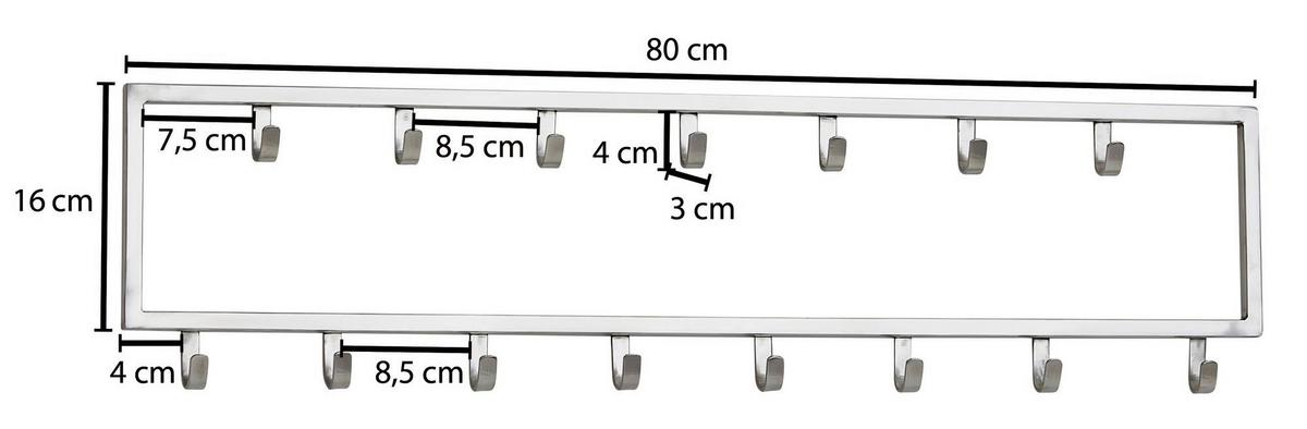 Wandgarderobe Wohhnling Silberfarben B:80 Cm - Silberfarben, MODERN, Metall (80/20/4cm) - MID.YOU
