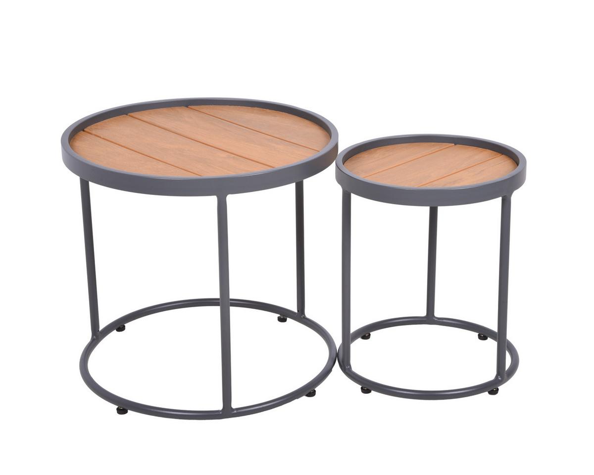 Gartenbeistelltisch Silea - Anthrazit/Braun, Basics, Kunststoff/Metall (48/45/48cm) - Gardenson