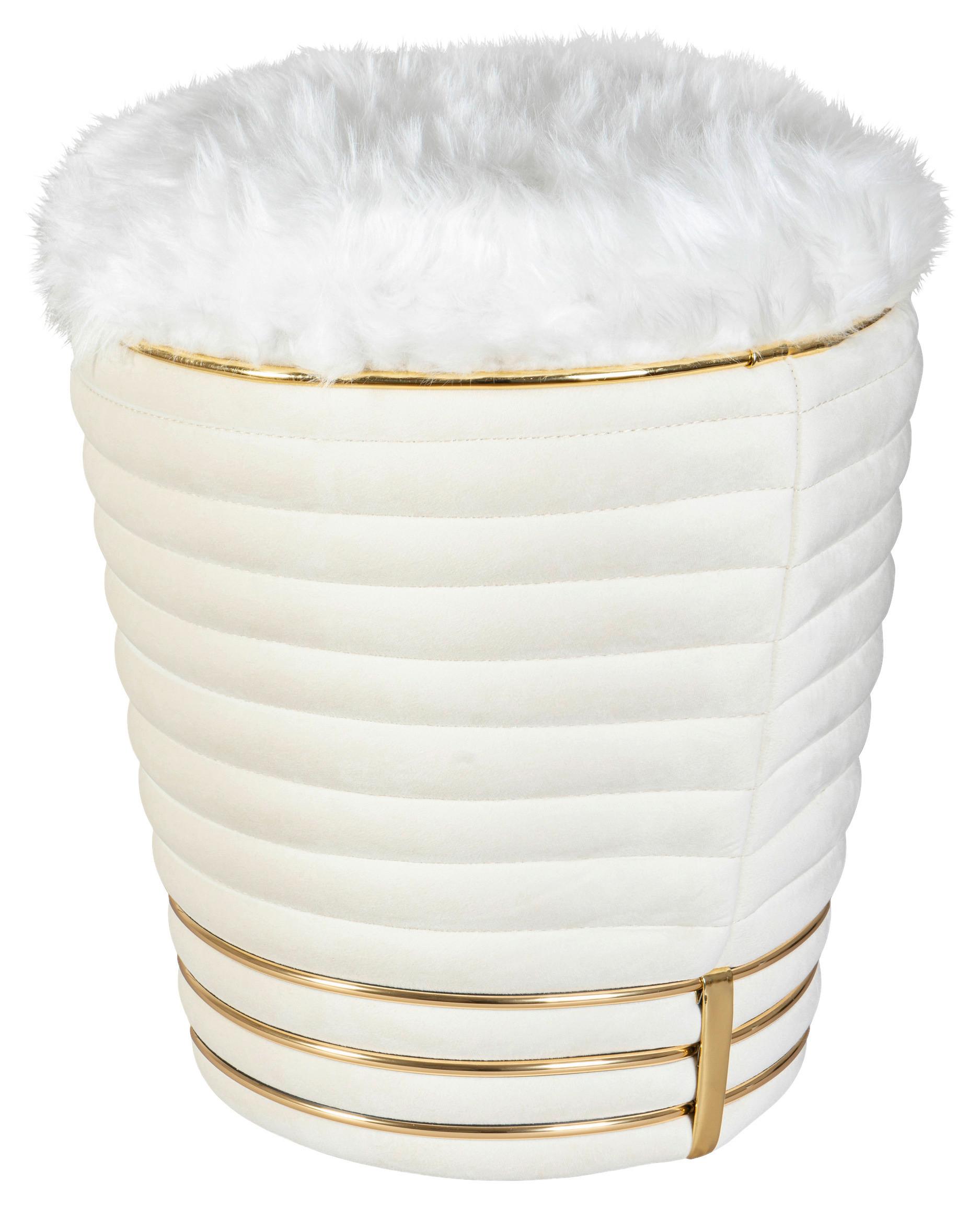 Hocker Doric 325 Beige/goldfarben D: 42 Cm - Beige/Goldfarben, Design, Textil (42/50cm) - Kayoom