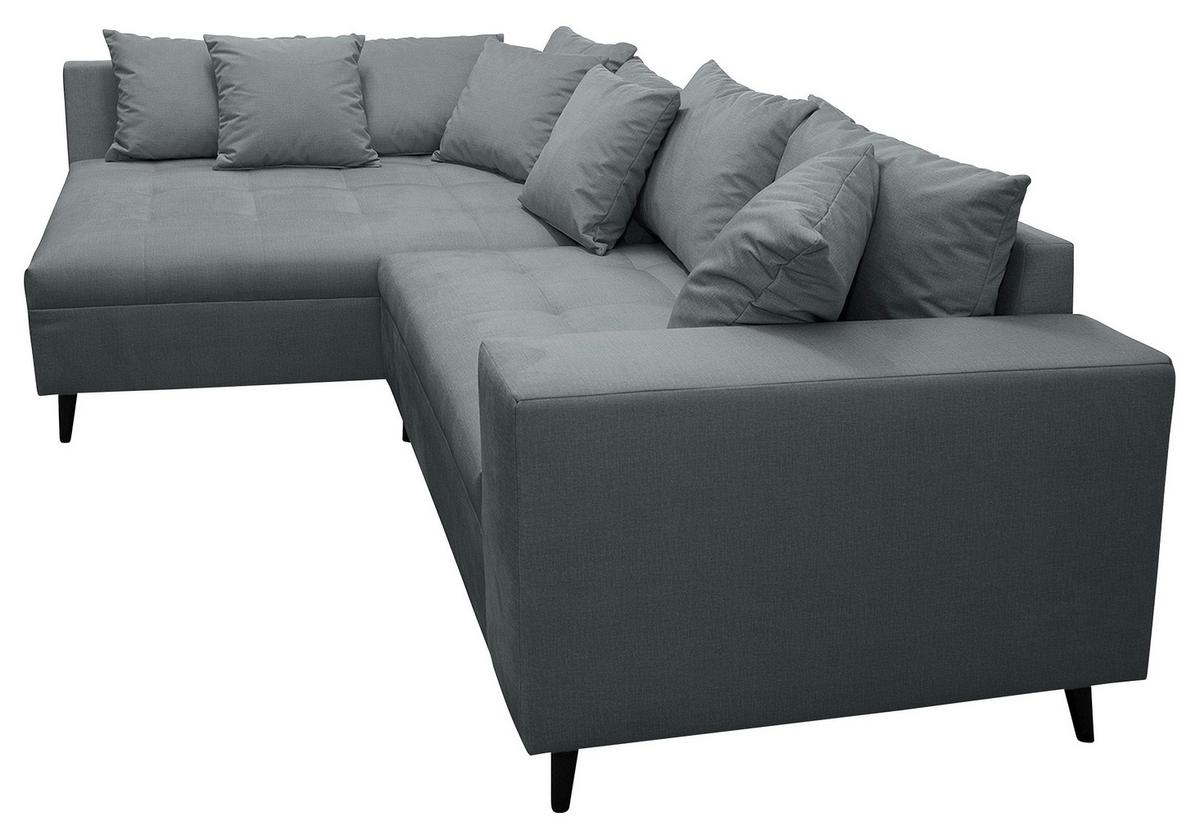 Ecksofa Pruno Dunkelgrau S: 174x247 Cm - Dunkelgrau/Schwarz, Design, Textil (174/247cm) - MID.YOU