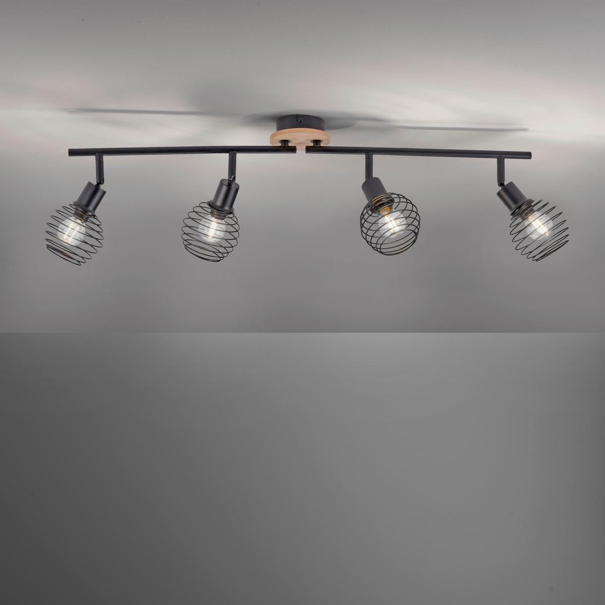 Deckenleuchte Eugen L: 92 cm 15924-79 Eugen - Schwarz, Natur, Holz/Kunststoff (92/87/24cm)