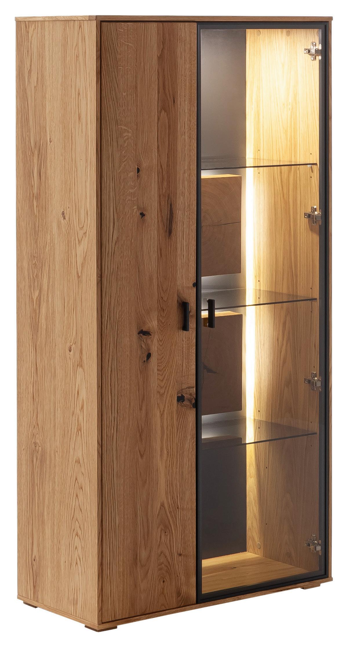 Highboard Assini Wildeiche B: 78 cm - Wildeiche, Design, Glas/Holz (78/156/37cm) - MID.YOU