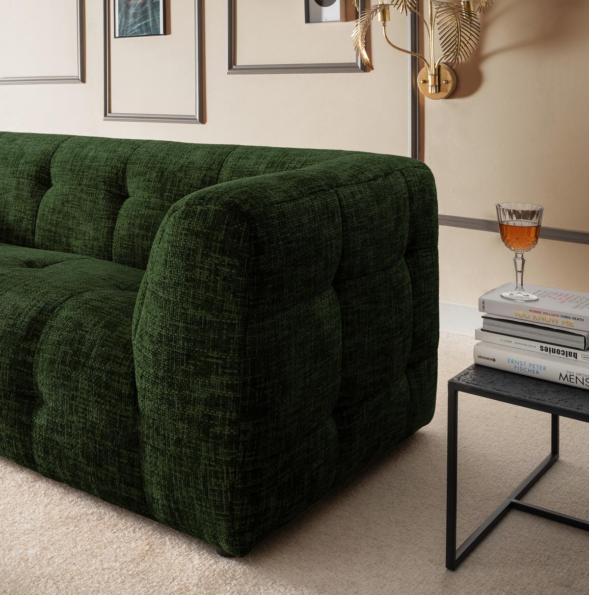 2-sitzer-sofa Velice, Dunkelgrün B: 184 Cm - Dunkelgrün/Schwarz, Design, Textil (184/72/95cm) - Livetastic