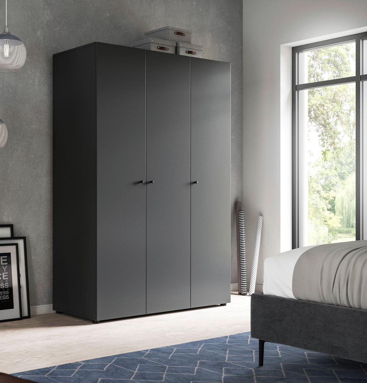 Drehtürenschrank Darwin, Anthrazit B: 120 Cm - Anthrazit, MODERN, Holzwerkstoff (120/176/51cm) - MID.YOU