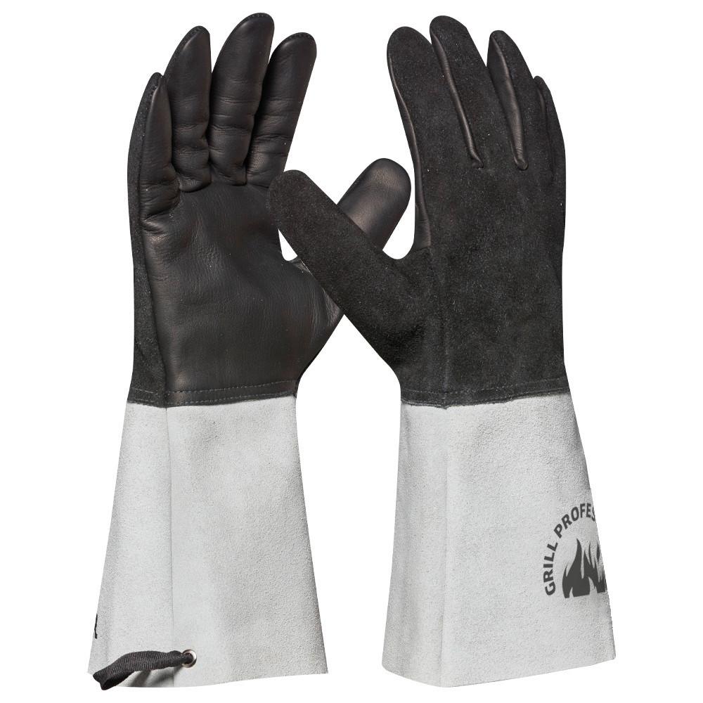 Grillhandschuh Aus Kunststoff, Leder, Rutschfest - Schwarz/Grau, Basics, Leder/Kunststoff (40/18/3,5cm)
