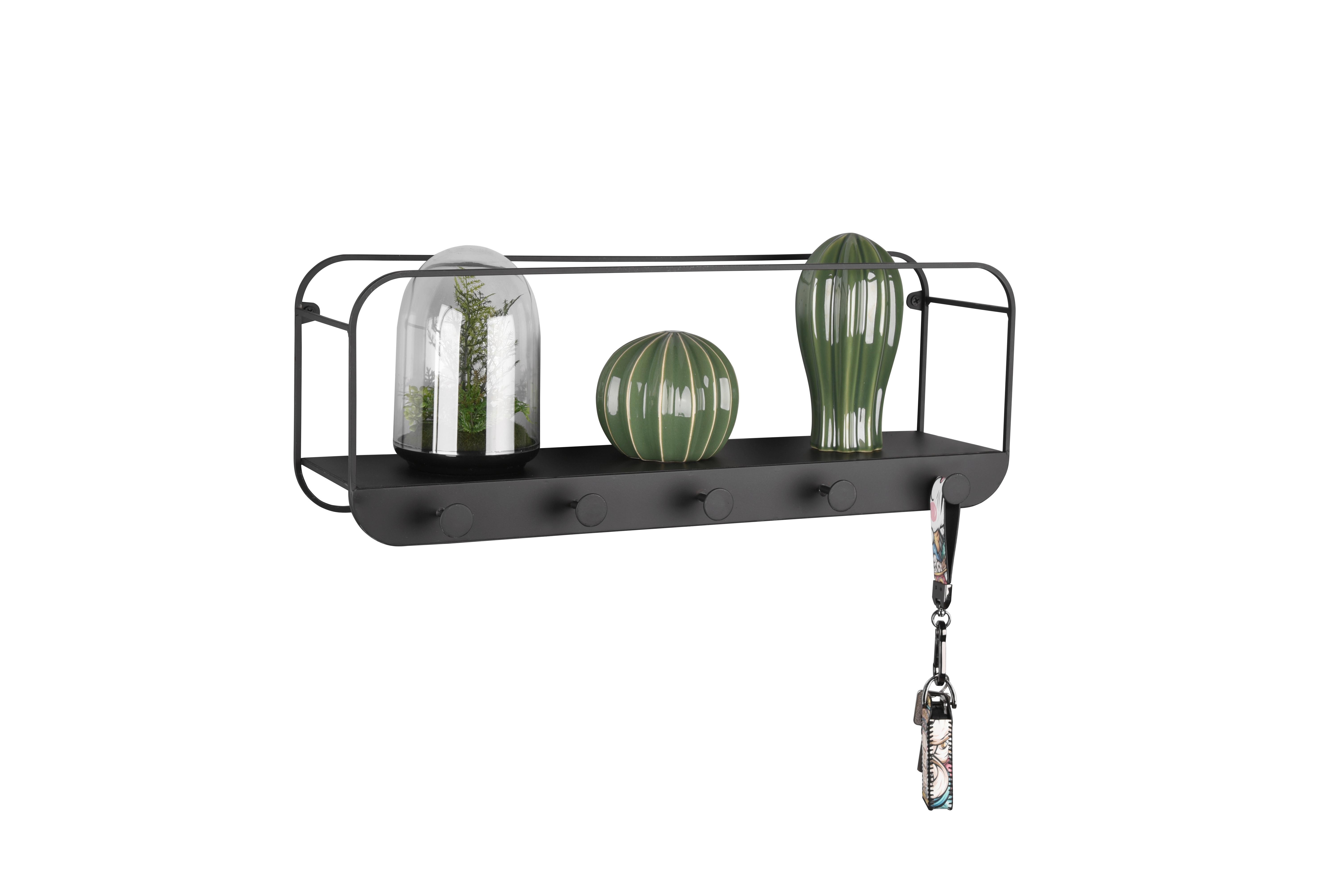 Nástenný regál čierna - čierna, Modern, kov (50/18/15cm) - Mömax