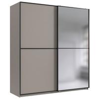 Skriňa s posuvnými dverami ULM, sivobéžová/zrkadlo - čierna/sivobéžová, kov/kompozitné drevo (135/198/65cm) - Mömax