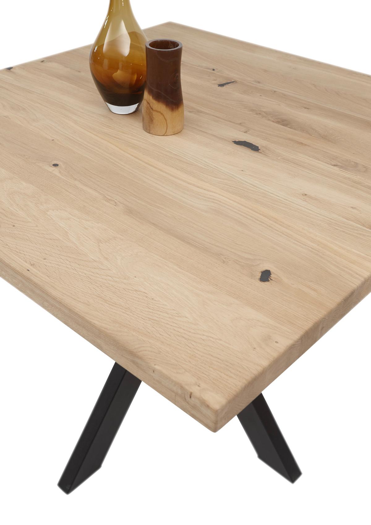 Esstisch Micky - Eichefarben/Schwarz, KONVENTIONELL, Holz/Metall (100/100/76cm) - MID.YOU