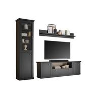 Wohnwand Lincoln Schwarz/Eichefarben B: 270cm - Eichefarben/Schwarz, Design, Glas/Holzwerkstoff (270/200/42cm) - MID.YOU
