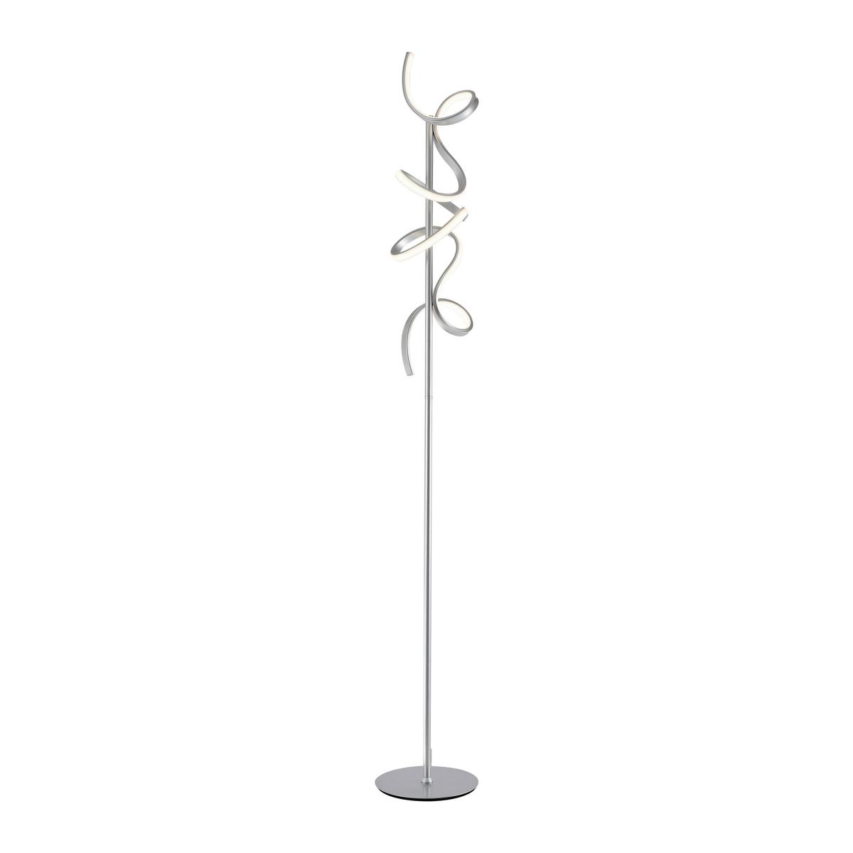 LED-Stehlampe dimmbar Silberfarben Spiralförmig - Silberfarben, Design, Metall (22/22/156cm)