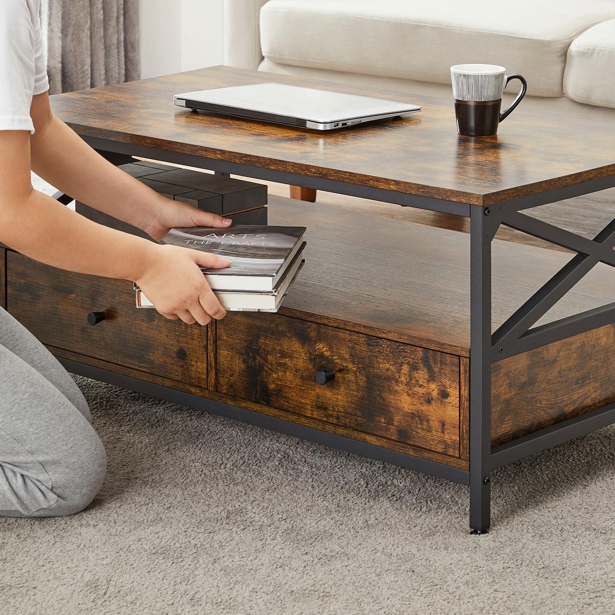 Couchtisch Schwarz, Dunkelbraun B: 100 cm - Dunkelbraun/Schwarz, Trend, Holzwerkstoff/Metall (100/45/55cm) - MID.YOU