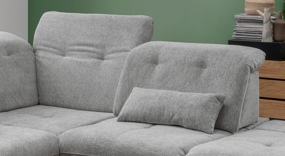 Ecksofa mit Schlaffunktion Dalida Silberfarben Chenille - Chromfarben/Silberfarben, Design, Textil (280/254cm) - Livetastic