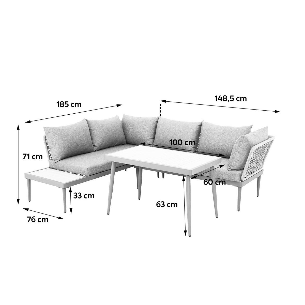 Loungegarnitur 3-Tlg Korsika Holz/Metall/Textil mit Kissen - Anthrazit/Grau, MODERN, Holz/Textil - Beldano