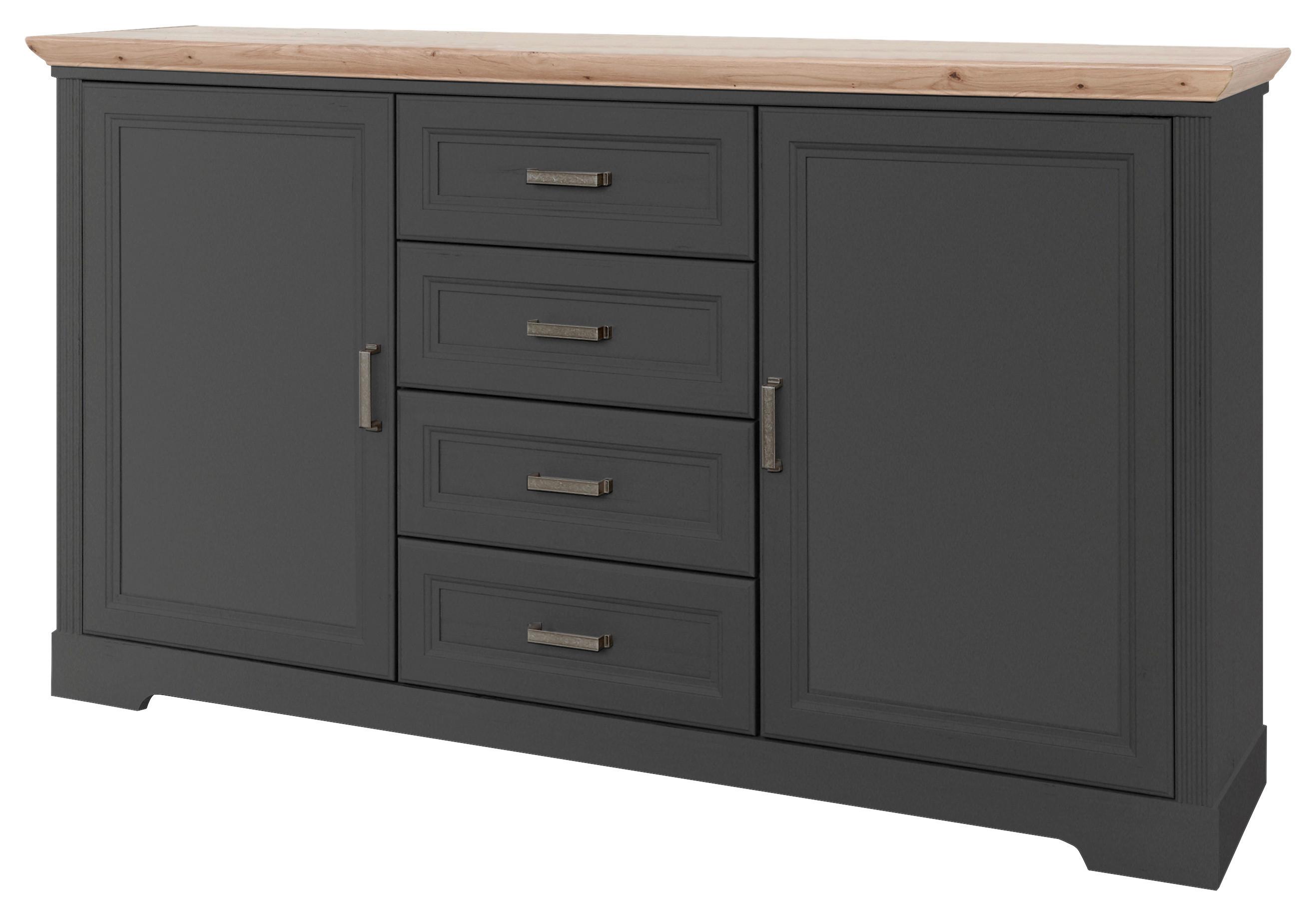 Kommode 164 cm Jasmin II Graphitfarben/Eiche Artisan - Schwarz/Graphitfarben, LIFESTYLE, Holzwerkstoff (164/90/41cm)