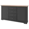 Kommode 164 Cm Jasmin Ii Graphitfarben/eiche Artisan - Schwarz/Graphitfarben, LIFESTYLE, Holzwerkstoff (164/90/41cm)
