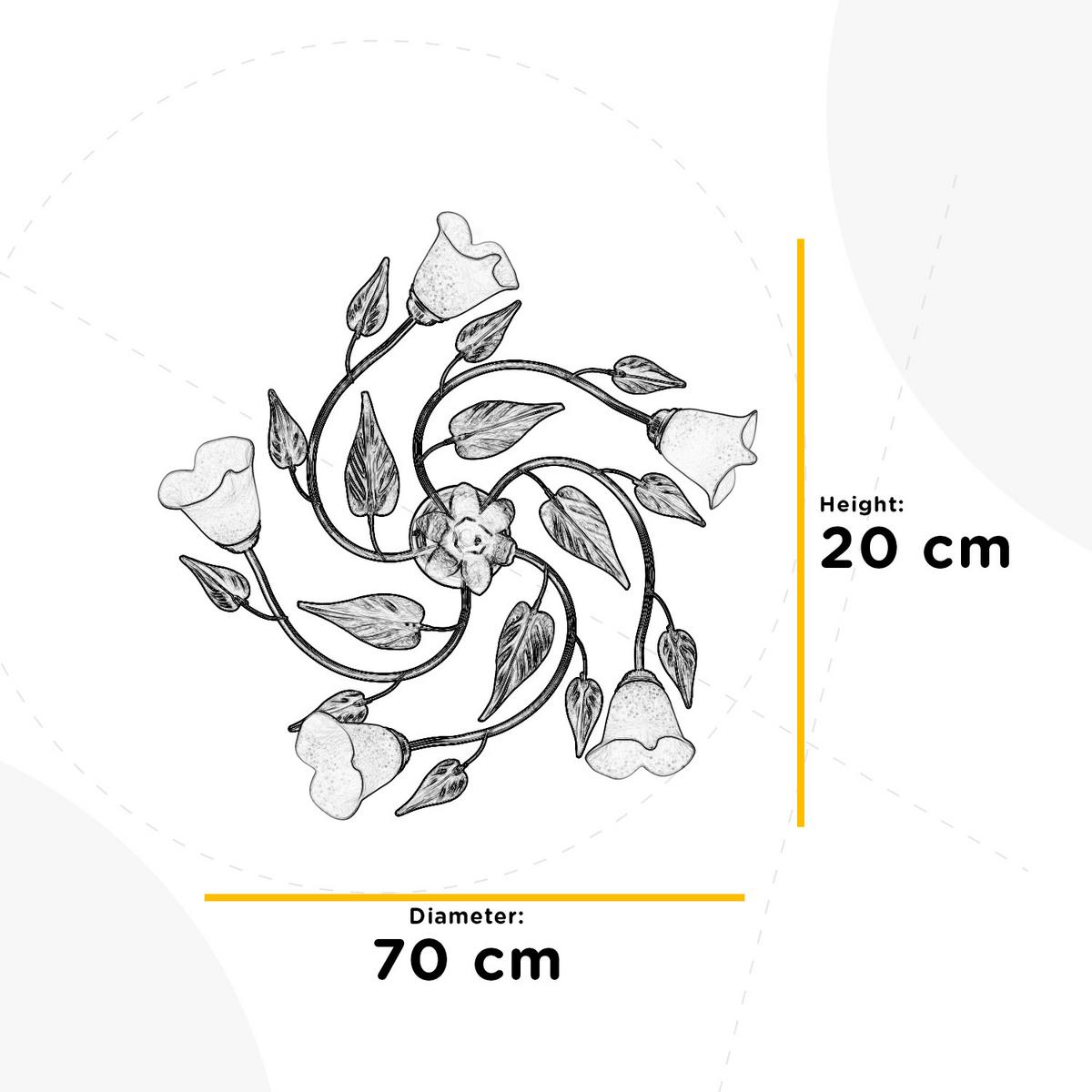 Deckenleuchte 4620/Pl5 - Bronzefarben/Olivgrün, Natur, Glas/Metall (70/20/70cm)