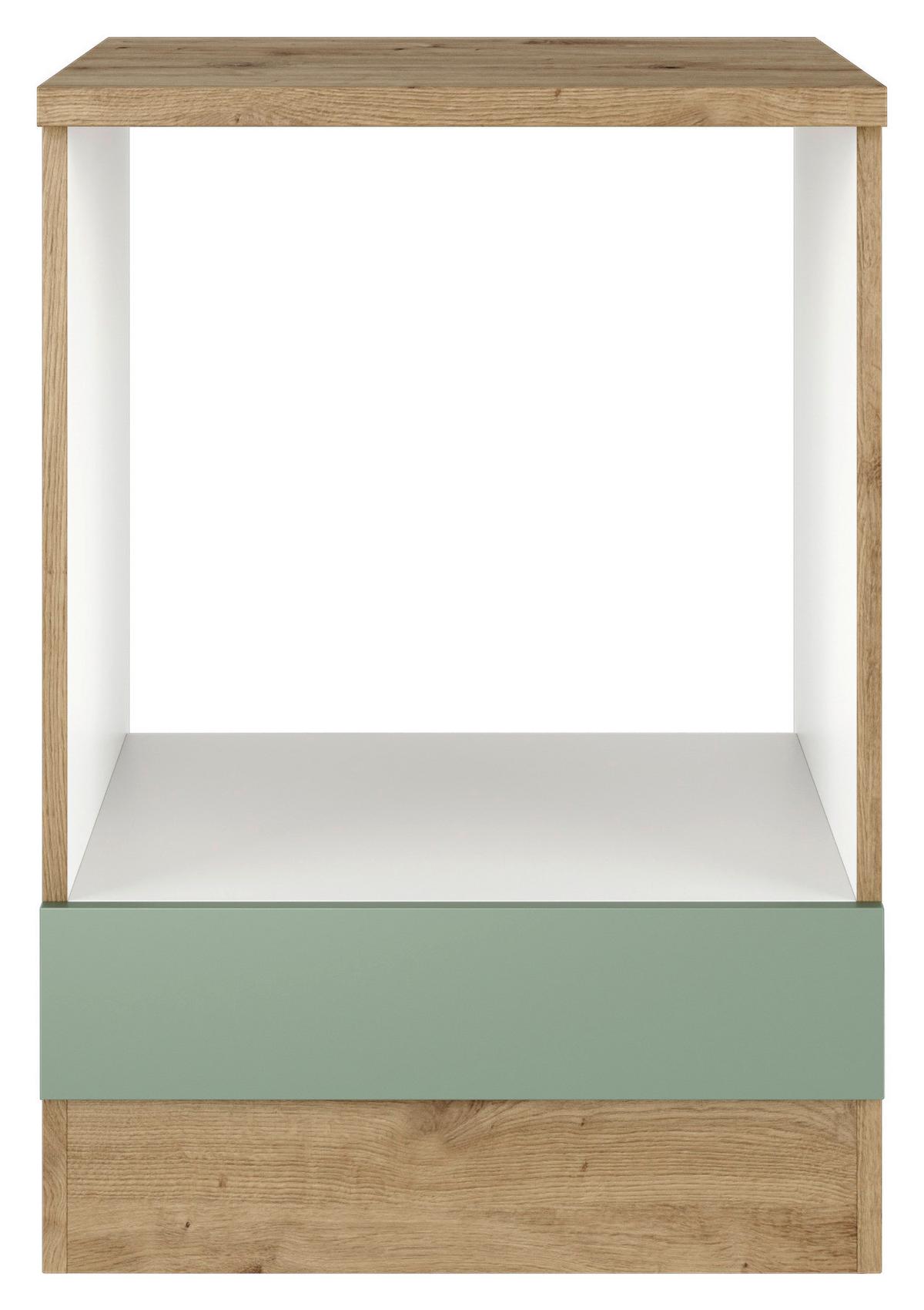 SKRINKA NA VSTAVANÝ SPORÁK CARA HU 60 - zelená/dub artisan, Konventionell, kompozitné drevo (60/85/57cm) - FlexWell
