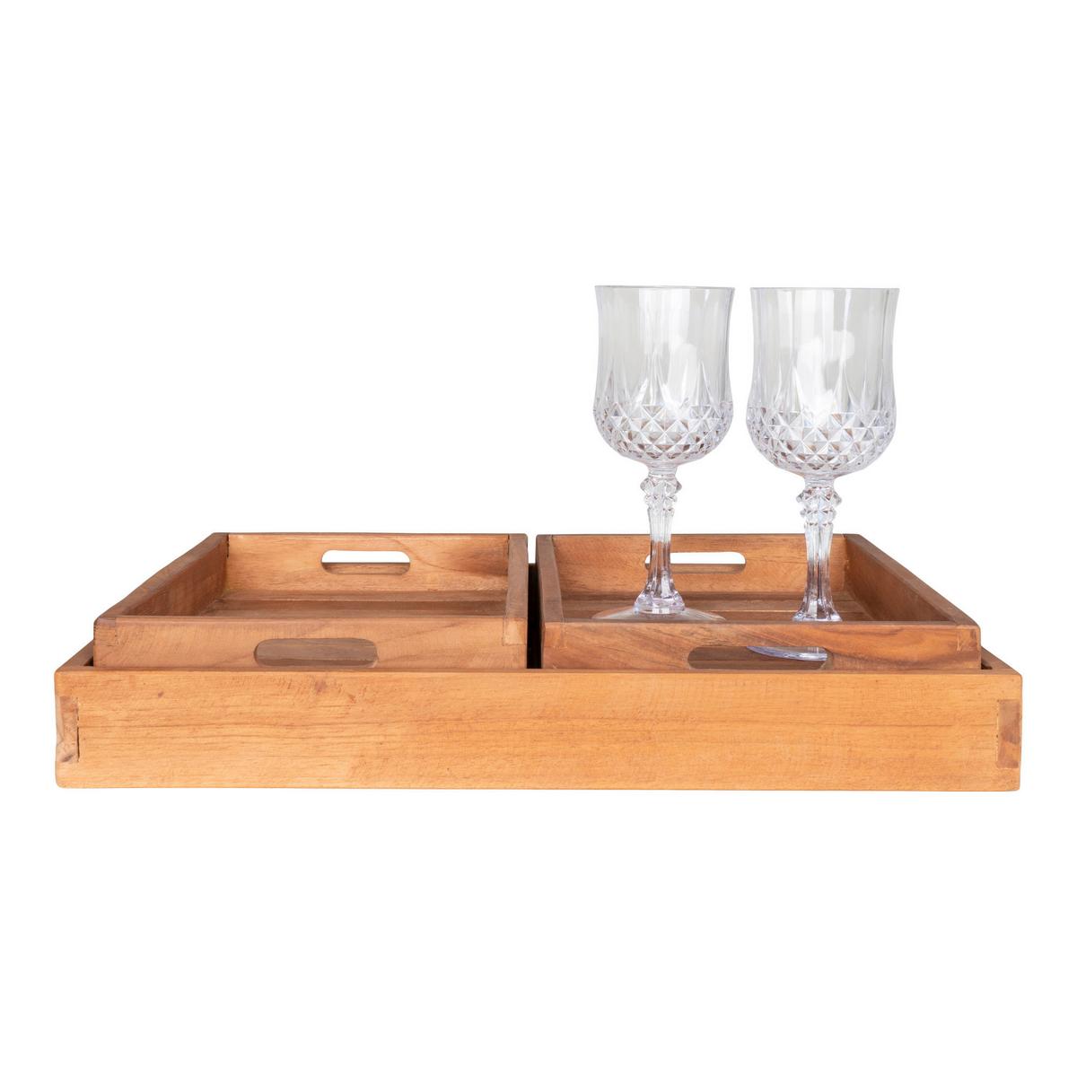 Serviertablett-Set Faro Hellbraun B: 38 cm - Hellbraun, Design, Holz (38/58cm)